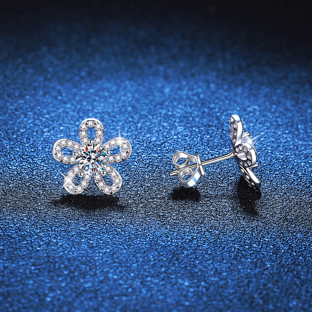 S925 Sterling Silver Sunflower Moissanite Earring Gift For Ladies