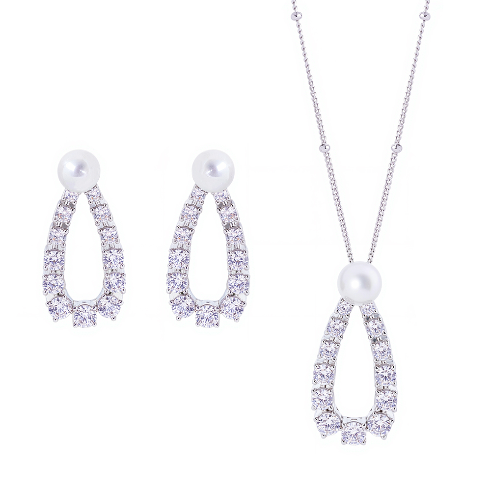 High Quality 925 Silver Rhodium Jewelry Set 