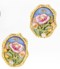 925 Sterling Silver Jewelry Colorful Enamel Artistic oil painting Flower Earrings 