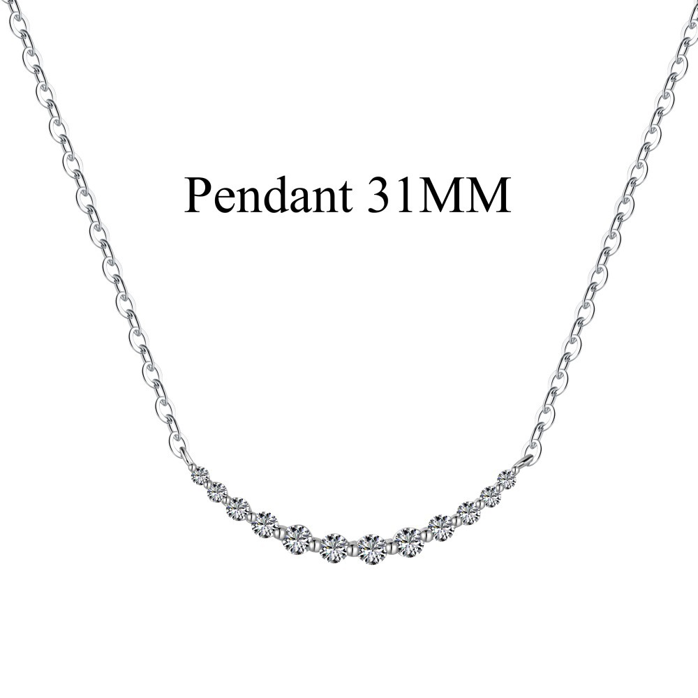 S925 Silver Necklace Girls Smile Row Drill Geometric Pendant For Woman