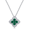 Four Leaf Clover Cubic Zirconia Pendant Flower Necklace 