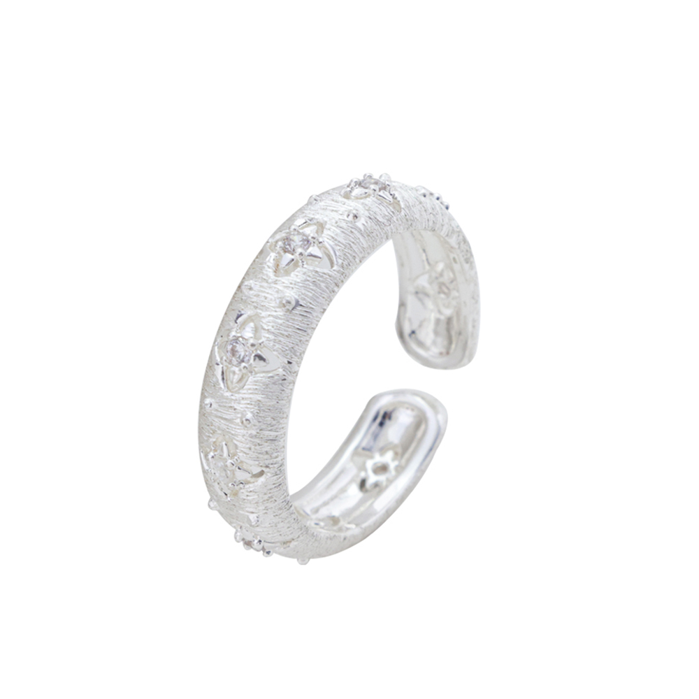 S925 Sterling Silver Drawing Pattern Adjustable Ring For Woman
