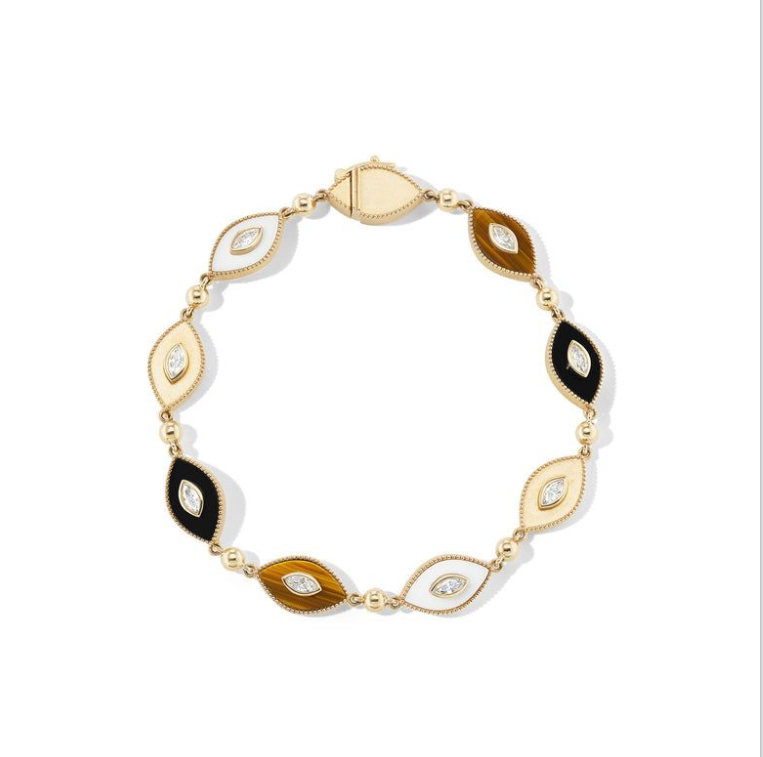 Women Evil Eye Protection Bracelets 925 Sterling Silver Gold Plated Bracelets