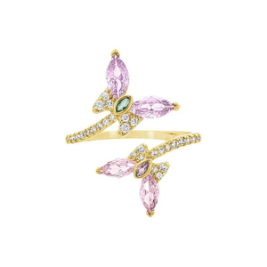 925 Sterling Silver colorful CZ flower Rings for Women Dainty Adjustable ring