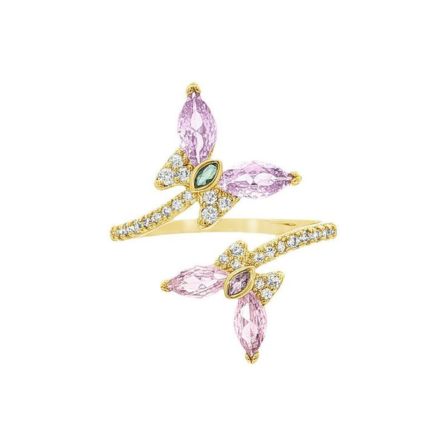 925 Sterling Silver colorful CZ flower Rings for Women Dainty Adjustable ring