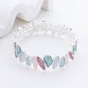 Gold Sakura Floral S925 Silver Bracelet Irregularly Shaped Colored Paint Stretch Bangle 