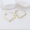 925 Sterling Silver Double - Layer Square Geometric Hoop Earrings (Matte Gold Edge Design)