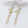 925 Sterling Silver Dangle Earrings for Women Geometric Square Zirconia Silver Drop Earrings 