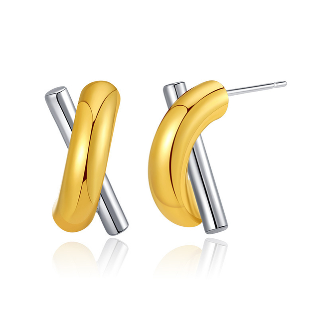 Sterling Silver Two-Tone Stud Earrings Fine Jewelry
