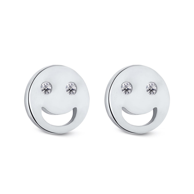 S925 Sterling Silver Cute Smiling Zircon Earring Gift For Ladies