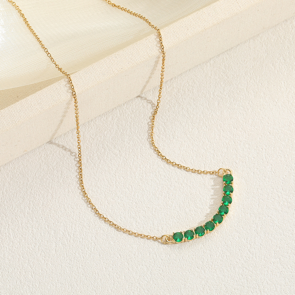 S999 Sterling Silver I-shaped Smile Gemstone Necklace For Woman