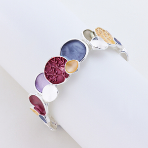 Silver Trendy Cloisonne enamel Bangle Bracelets for Women