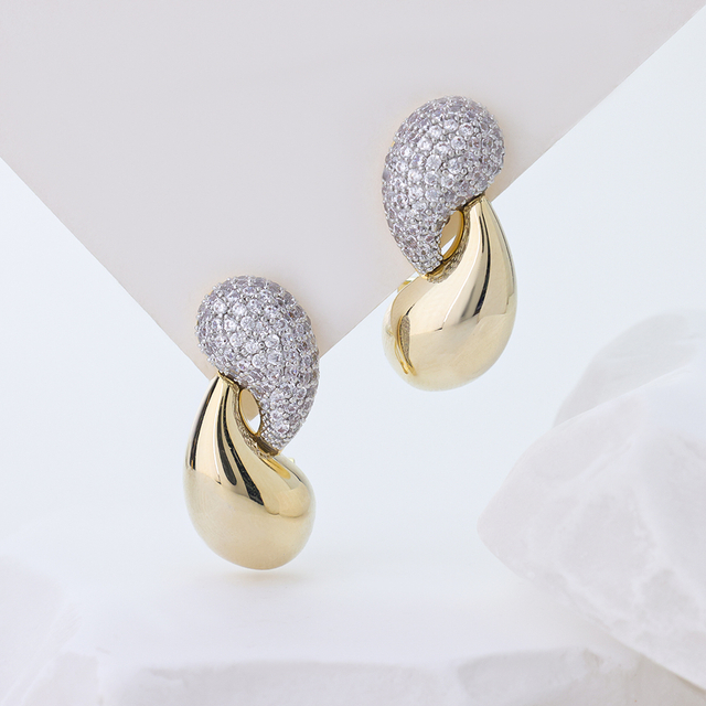 Gold Plated 925 Sterling Silver Cubic Zirconia Earrings - Modern Twisted Knot Design Statement Earrings for Women, Fashion Luxury Jewelry Gift