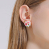 925 Sterling Silver Jewelry Colorful Enamel Flower Earrings 