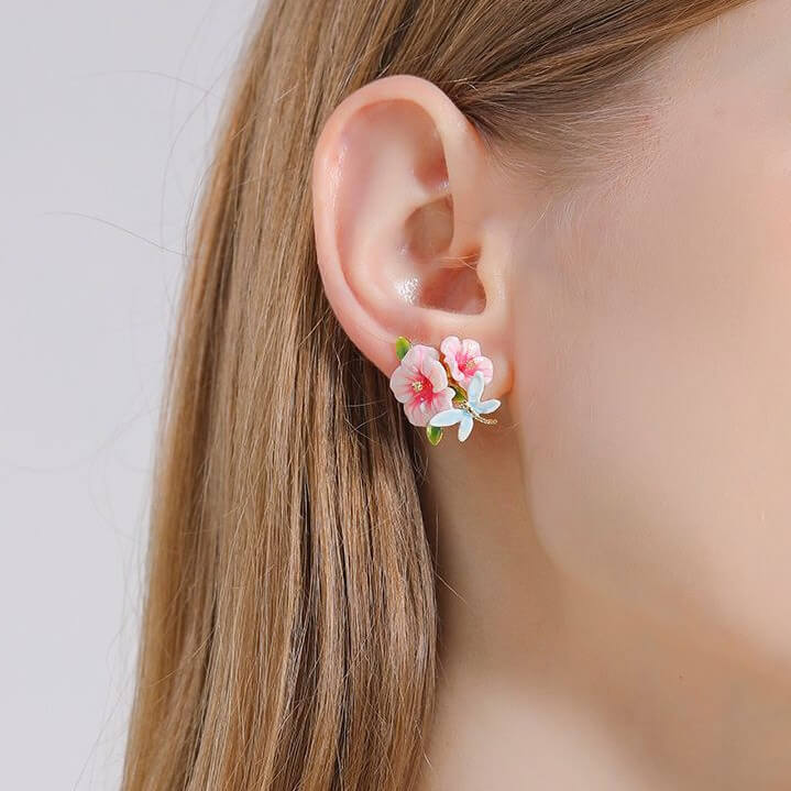 925 Sterling Silver Jewelry Colorful Enamel Flower Earrings 