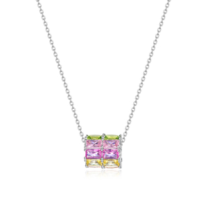 Ice cutting colored zirconium 925 silver pendant necklace for women wear