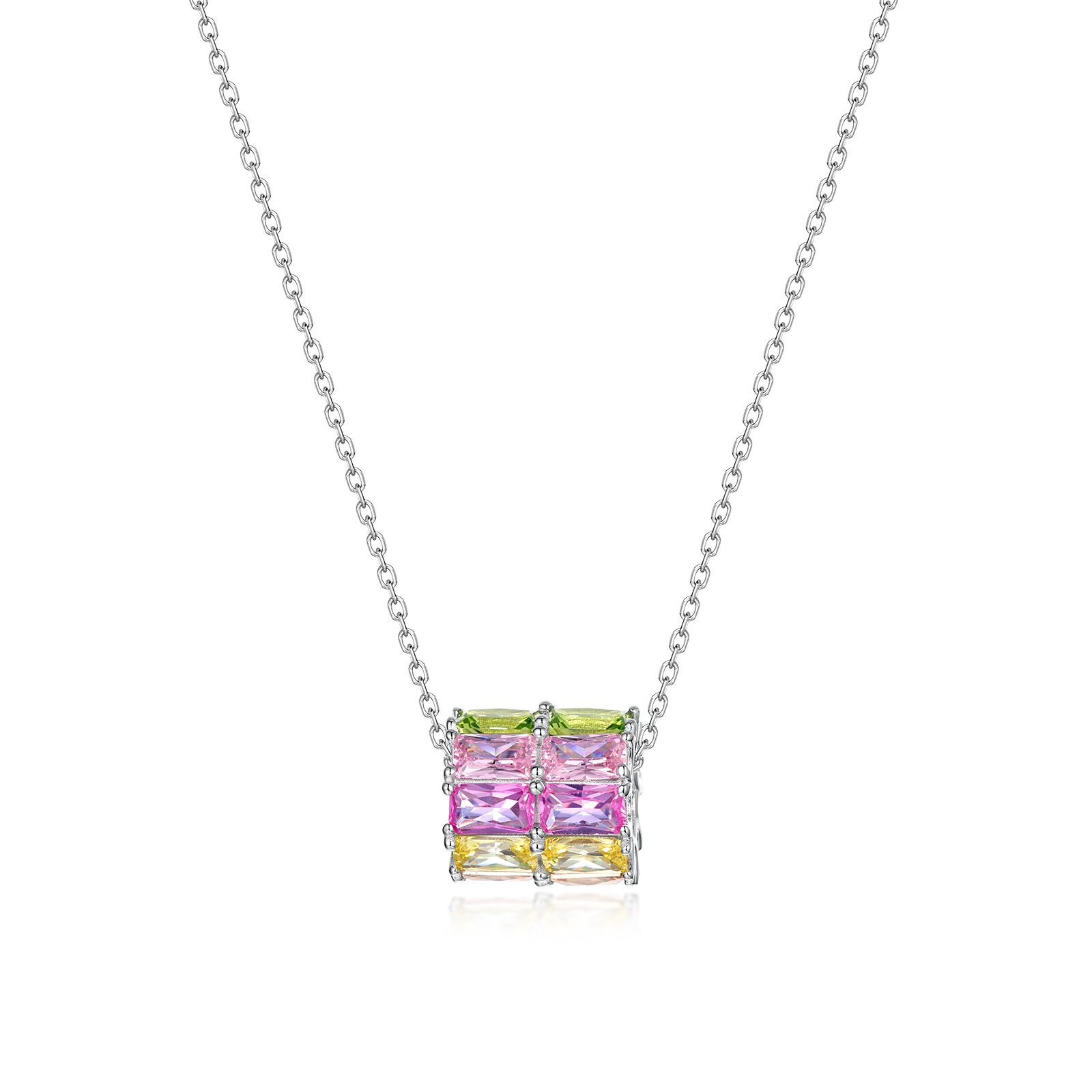 Ice cutting colored zirconium 925 silver pendant necklace for women wear