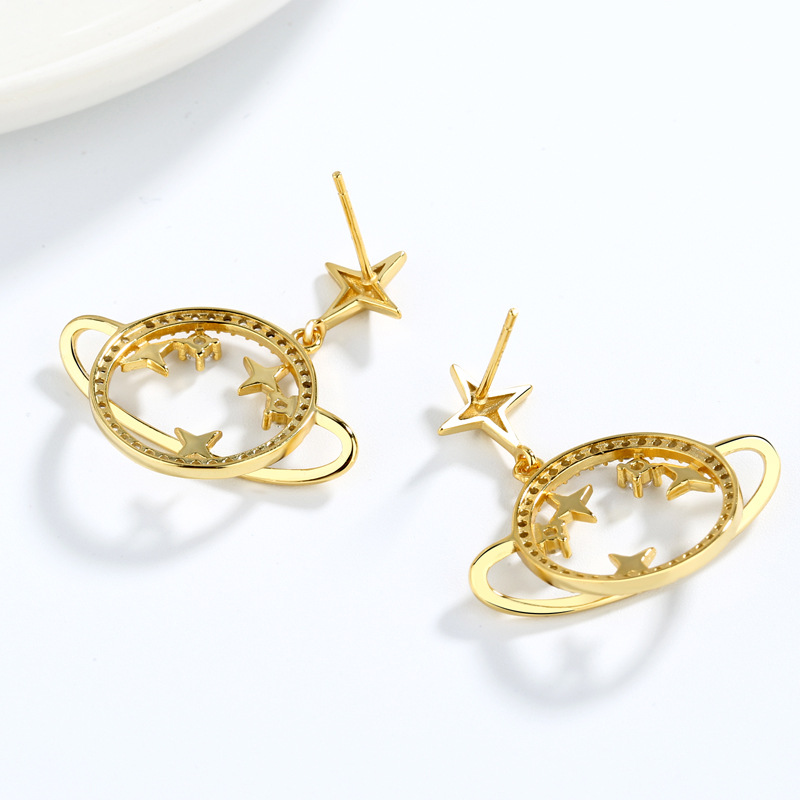 Planet Earrings Female S925 Sterling Silver Earrings Wholesale