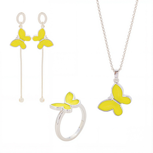 S925 Sterling Silver Enamel Jewelry Set For Ladies