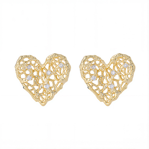 Hollow 925 Sterling Silver CZ Heart Earrings Stud for Women Teens Small Heart Stud Earrings Love