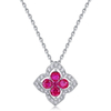 Four Leaf Clover Cubic Zirconia Pendant Flower Necklace 