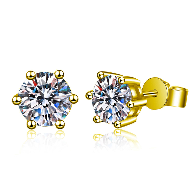 S925 Moissanite fashionable and stylish classic six-prong silver stud earrings