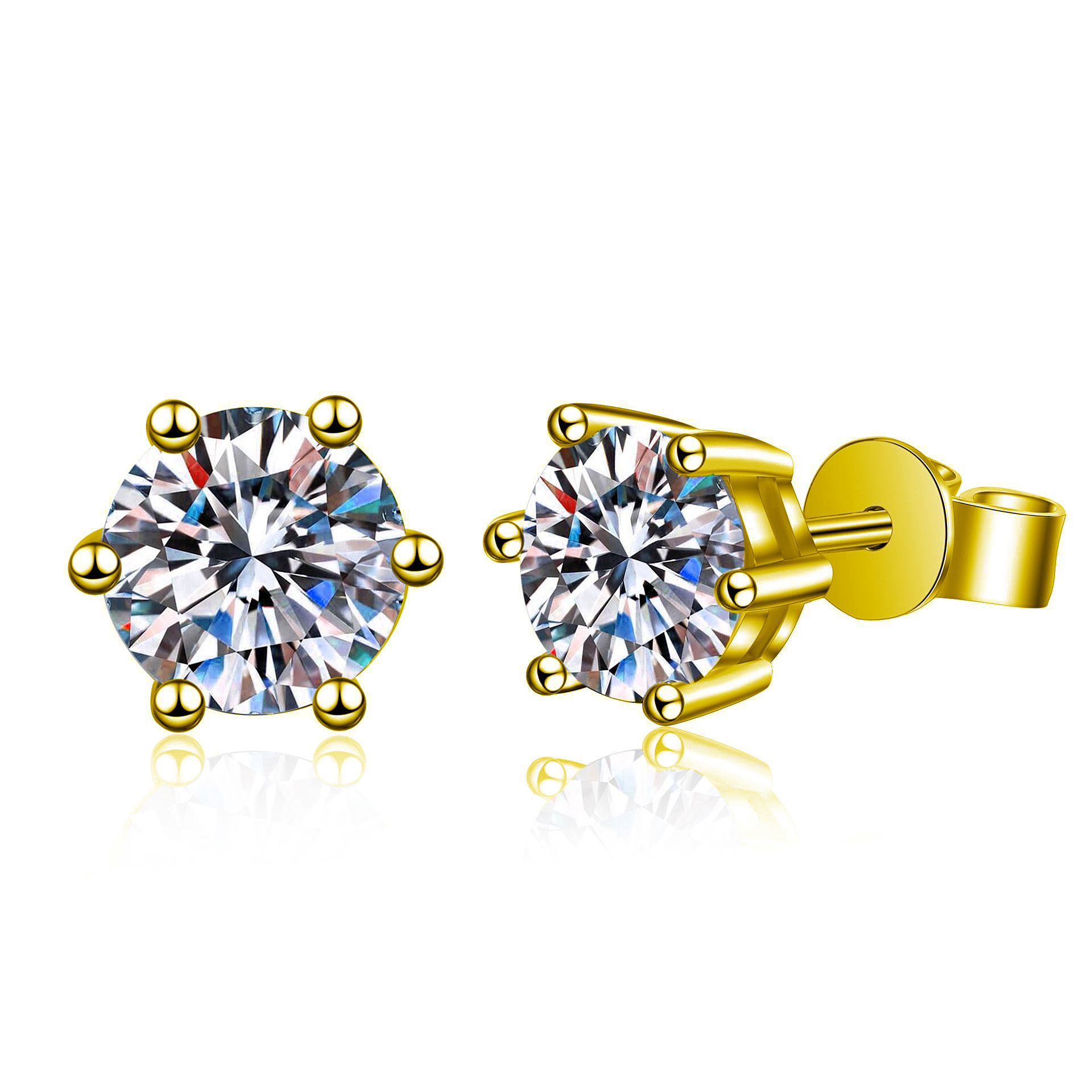 S925 Moissanite fashionable and stylish classic six-prong silver stud earrings