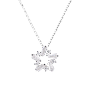 S999 Sterling Silver Five-pointed Star Necklace For Woman