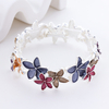 S925 silver Gold Sakura Floral Bracelet for Women - Colorful Enamel Flower Stretch Bangle