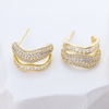 Gold - Plated Zircon Layered Hoop Earrings (with Round & Baguette - Cut Zircons)