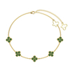925 Silver Four Clover Leaf Colorful Cubic Zircon Bracelet for women 14K Yellow Gold 