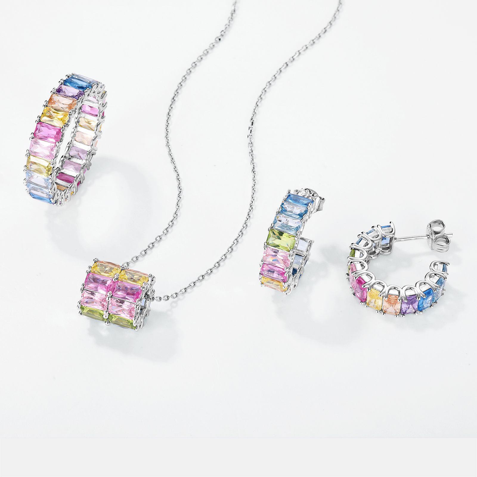 Ice cutting colored zirconium 925 silver pendant necklace for women wear