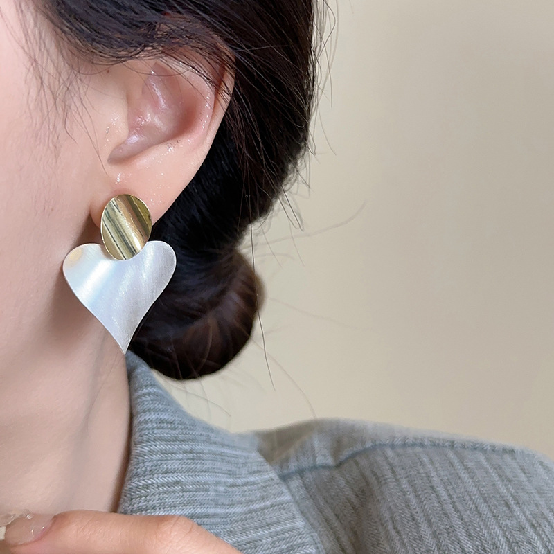 S925 Sterling Silver Two Tone Love Earrings For Women Girl