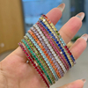 925 Silver bracelet for women's fashion, colorful and versatile tennis chain for girls, 3MM zircon inlaid silver jewelry