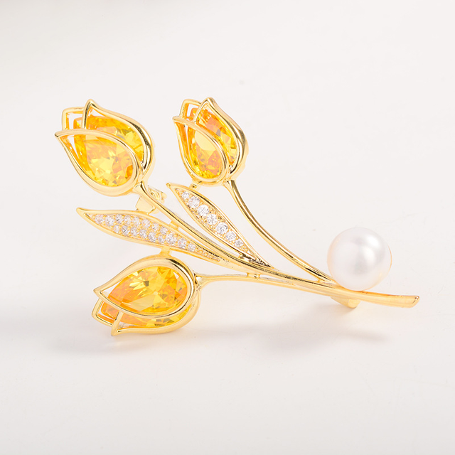 Silver Brooch Fashion Jewelry Flower Jewelry Gold Plated