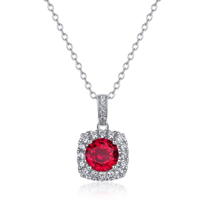 Sparkling 925 Sterling Silver Ruby Birthstone Necklaces for Women