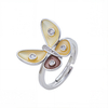 S925 sterling silver enamel adjustable butterfly ring 