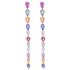 S925 silver Long Earrings for Women Wedding Bridal Colorful Cubic Zirconia Drop Earrings