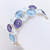 S925 Silver Spiral Flower Enameled Gorgeous Bangle