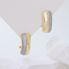 Gold-Plated Sterling Silver Hoop Earrings with Cubic Zirconia – Minimalist Curved Cuff, Everyday Luxury