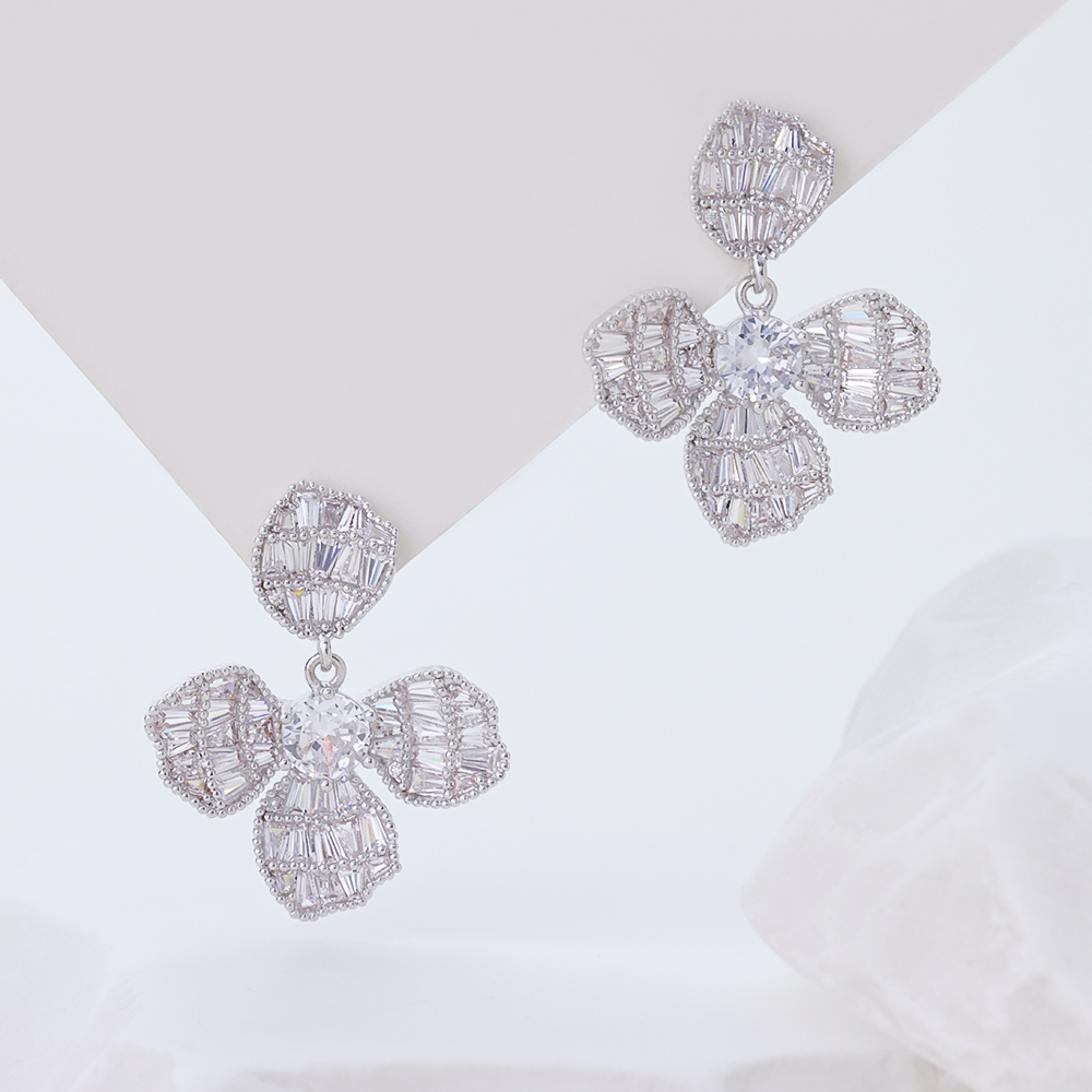  Wholesale Flower S925 Sterling Silver Earrings Rhodium Gold Plated Earring For Woman 
