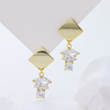 Luxury 925 Silver Needle Stud Earrings with Brilliant Round Cut Zircon Stones - Classic Four Prong Setting Sparkling Crystal Ear Jewelry for Party Wedding Daily Wear
