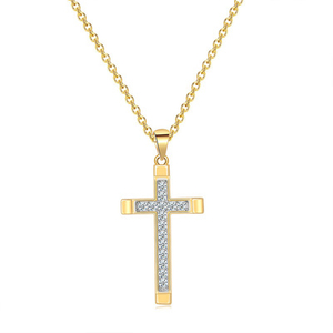 Cross Pendant Necklace 925 Sterling Silver 18k Gold Plated