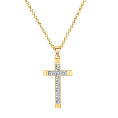 Cross Pendant Necklace 925 Sterling Silver 18k Gold Plated