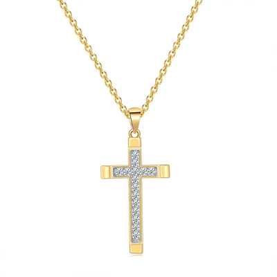 Cross Pendant Necklace 925 Sterling Silver 18k Gold Plated