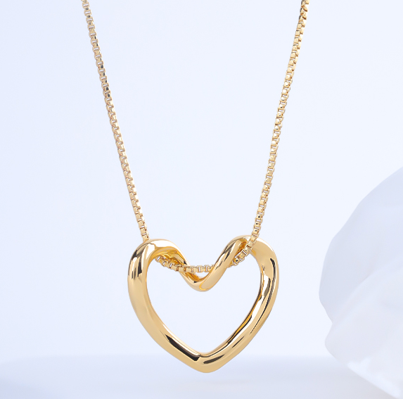 S925 Sterling Silver Plain Heart Necklace Gift For Ladies