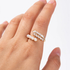 Sterling Silver Pearl CZ Ring Rhodium Plated Ajustable Ring For Woman