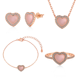 S925 Sterling Silver Heart Zircon Jewelry Set For Ladies