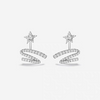 Sparkling Silver Zircon Ribbon Starlight Earrings