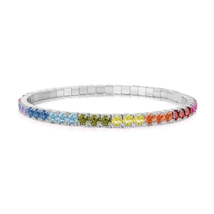 925 Silver bracelet for women's fashion, colorful and versatile tennis chain for girls, 3MM zircon inlaid silver jewelry